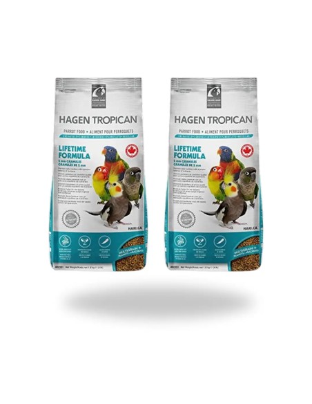 2X1 pienso para pequeñas psittacidas 2 mm.  HAGEN TROPICAN MANTENIMIENTO 820 gr